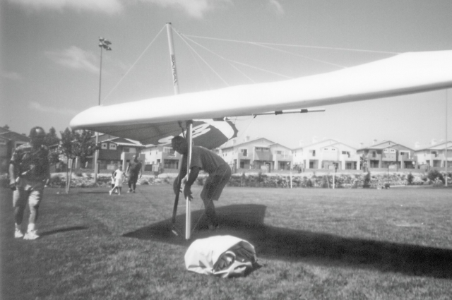 Mike Lopez with his hang glider